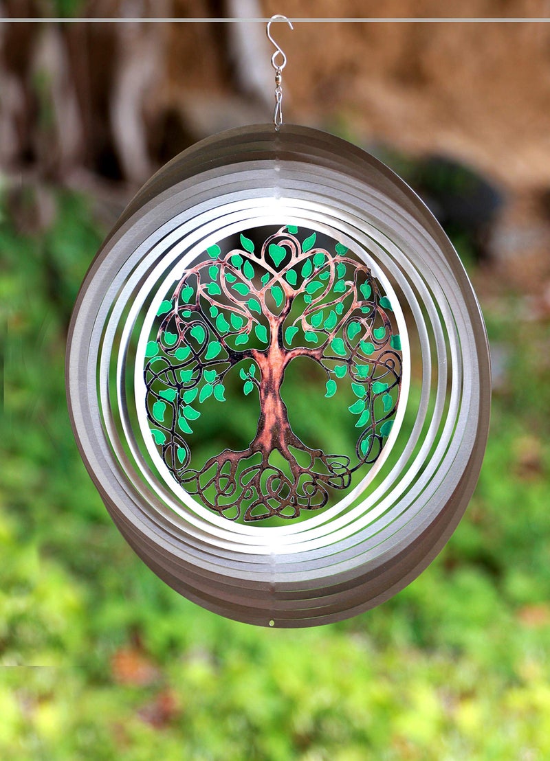ISEO Metal Tree of Life Wind Spinner - 6.5 inch Outdoor Garden Decor - Image 3